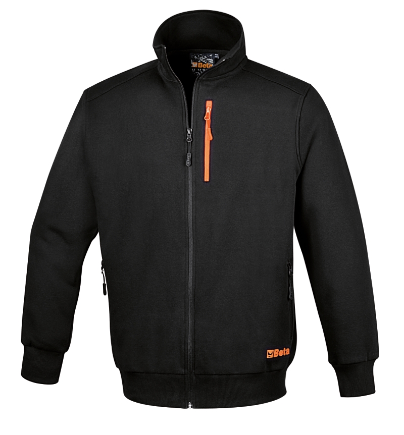 Sweatshirt, long-zipped, 280 g/m2, black 60% cotton, 40% polyester category image