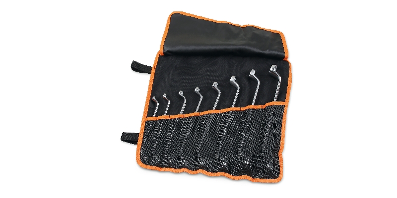​​Set of 8 double ended deep offset ring wrenches in roll-up wallet made of durable polyester category image