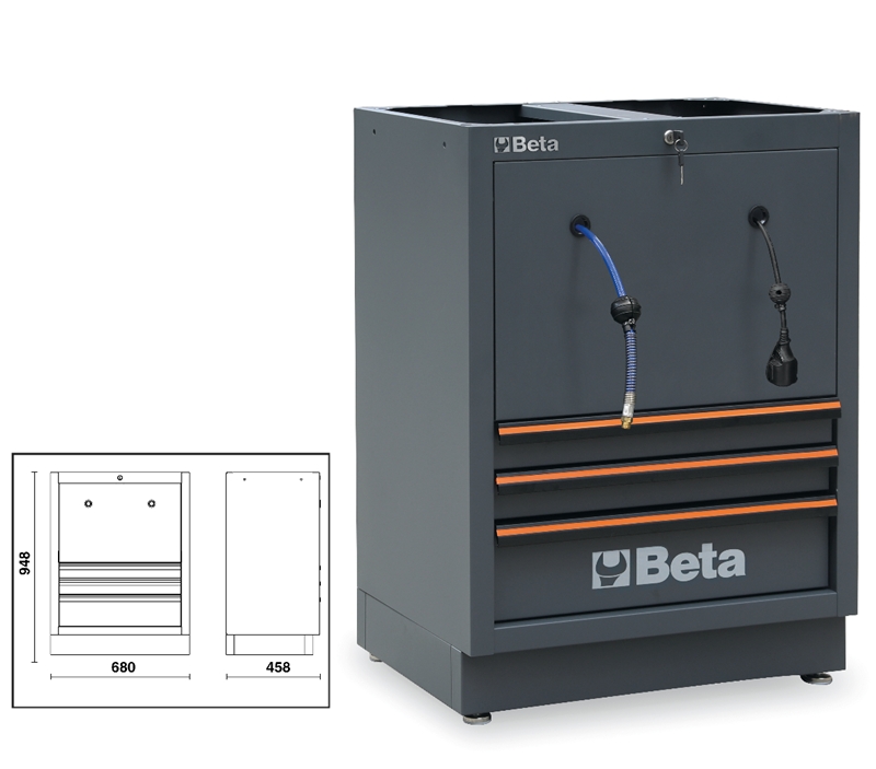 Fixed module with 3 drawers and 2 built-in reels for workshop equipment combination C45PRO category image