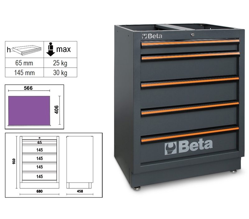 Fixed module with 5 drawers, for workshop equipment combination C45PRO category image